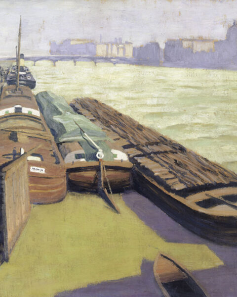 Lastkähne am Seine-Ufer