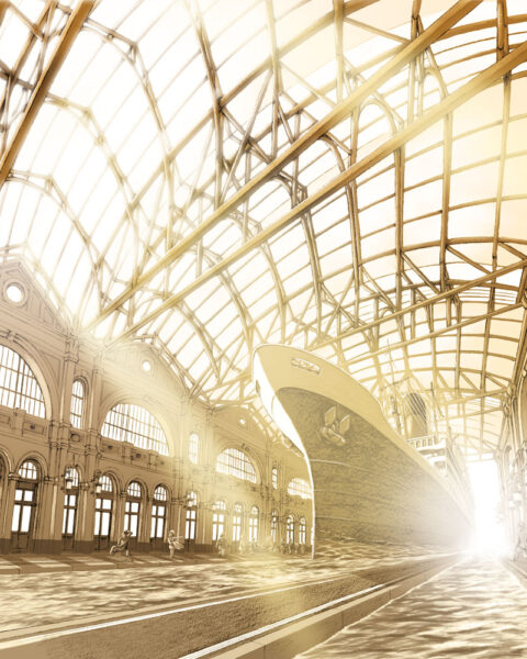 Zürich - Les Amarres de la Hauptbahnhof (sépia) (2018)