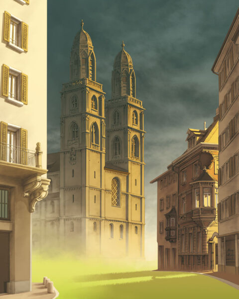 Zürich - Grossmünster après la Pluie (2020)